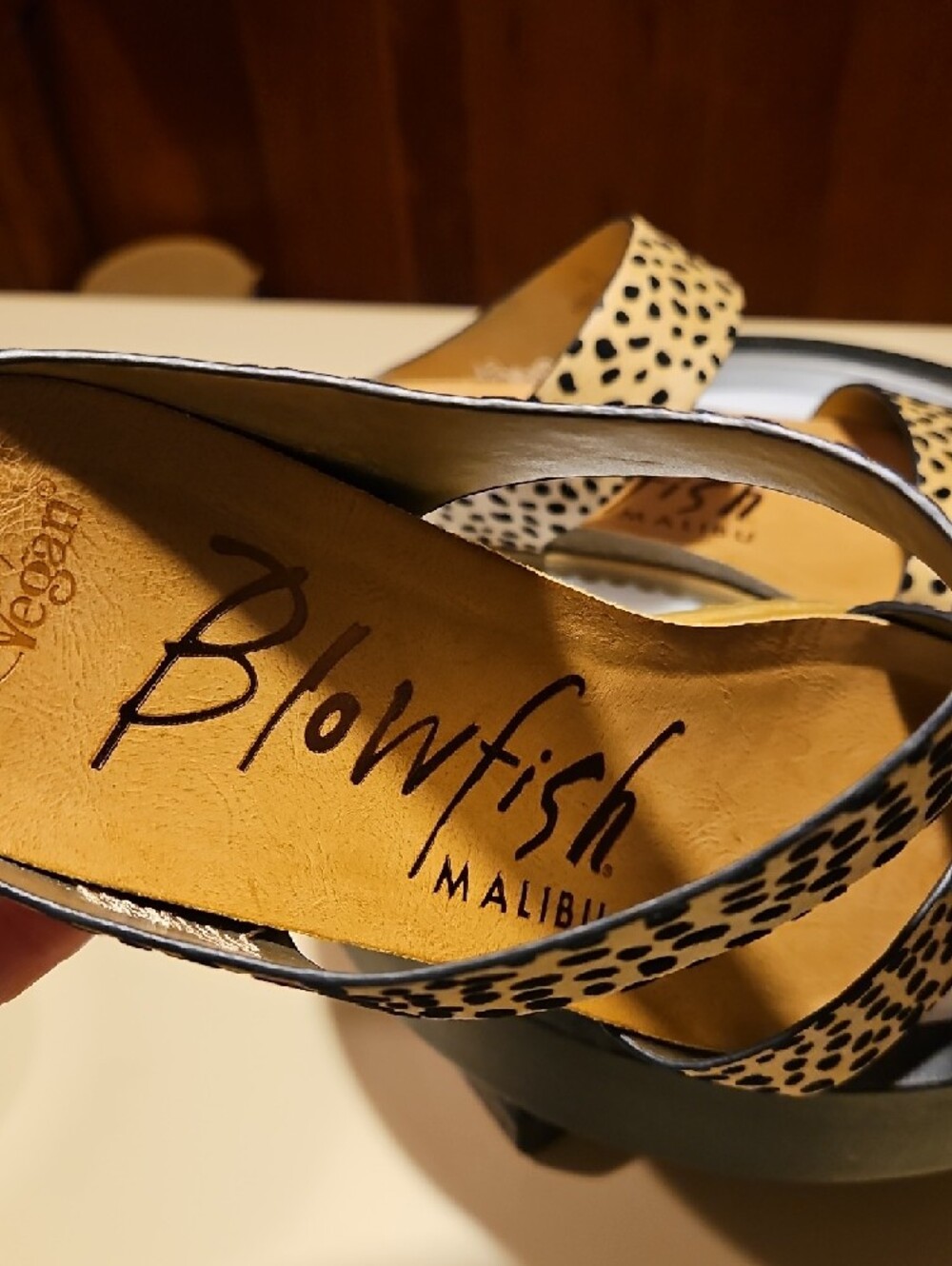 Blowfish Cream and Black Print Slide Sandals - Picture 3 of 14